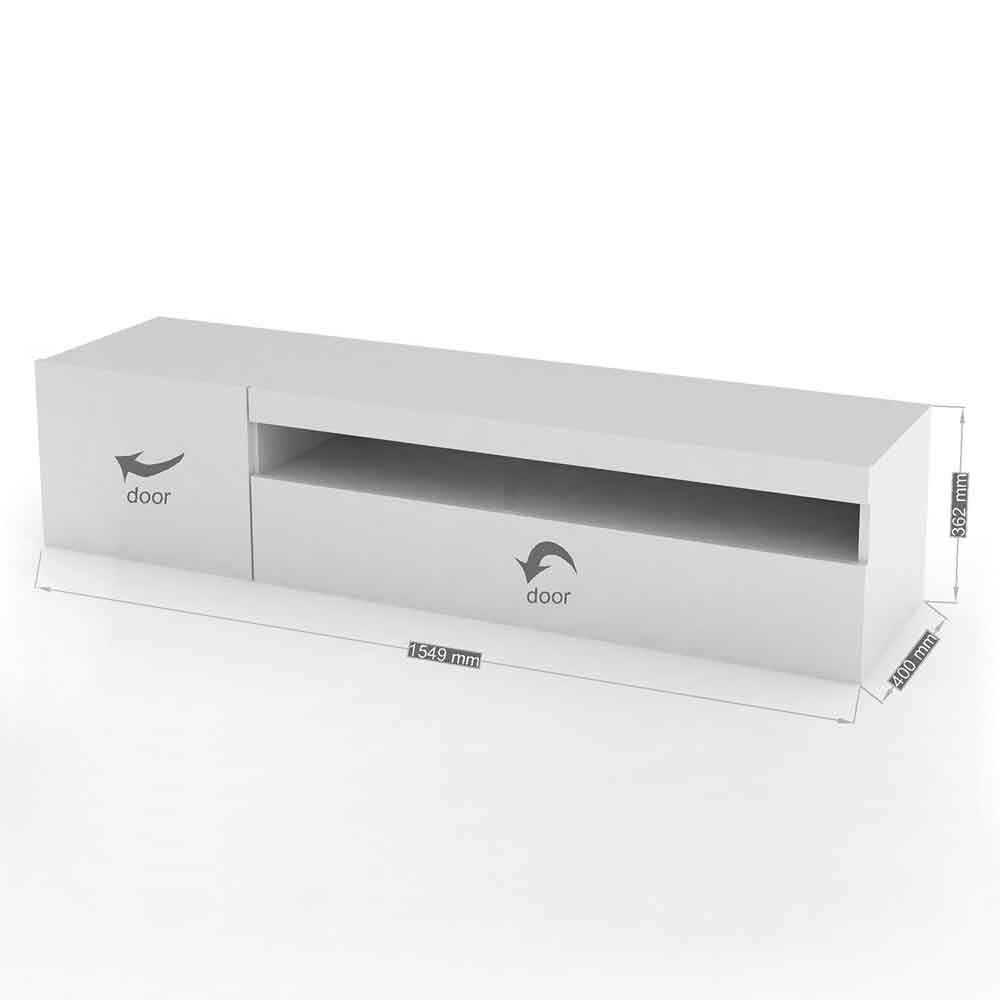 Denton High Gloss TV Stand With 1 Door And LED Light In White