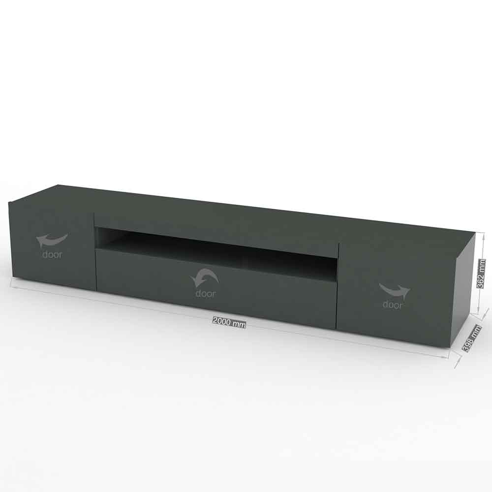Denton High Gloss TV Stand With 2 Doors And LED Light In Anthracite