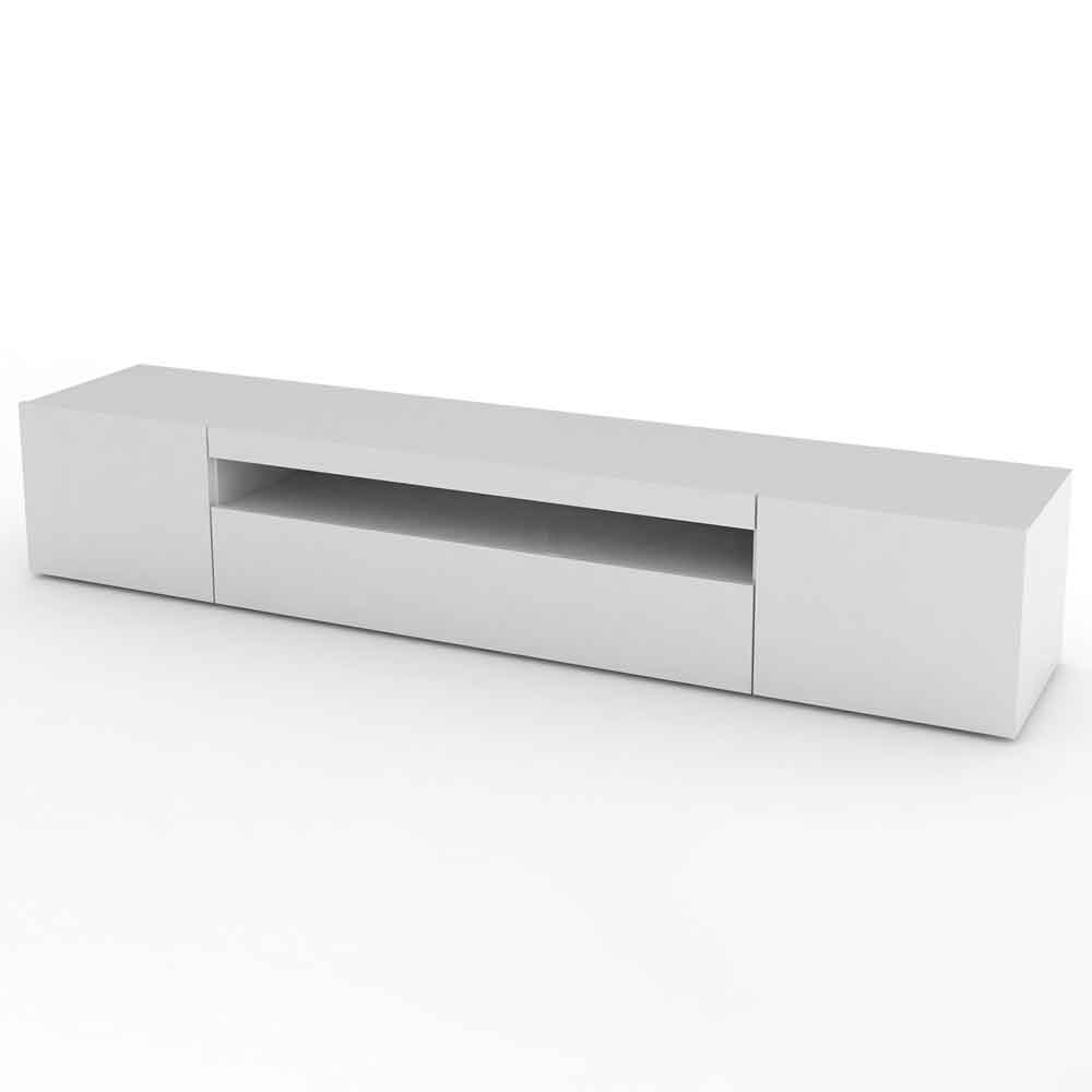 Denton High Gloss TV Stand With 2 Doors And LED Light In White