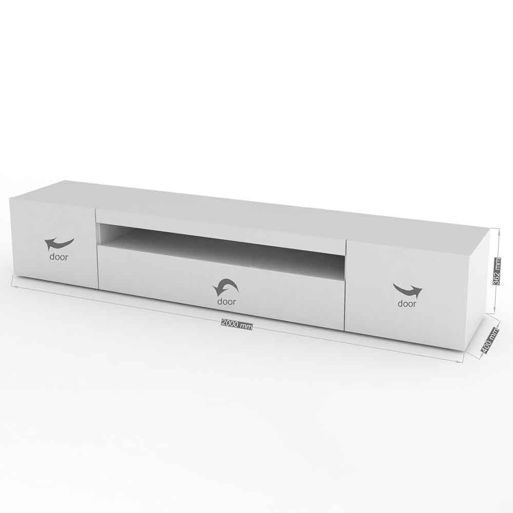 Denton High Gloss TV Stand With 2 Doors And LED Light In White