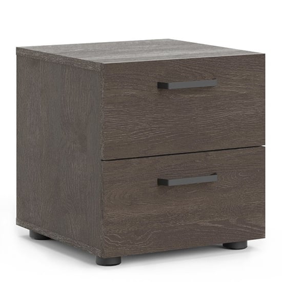 Photo of Denton wooden bedside cabinet with 2 drawers in dark oak