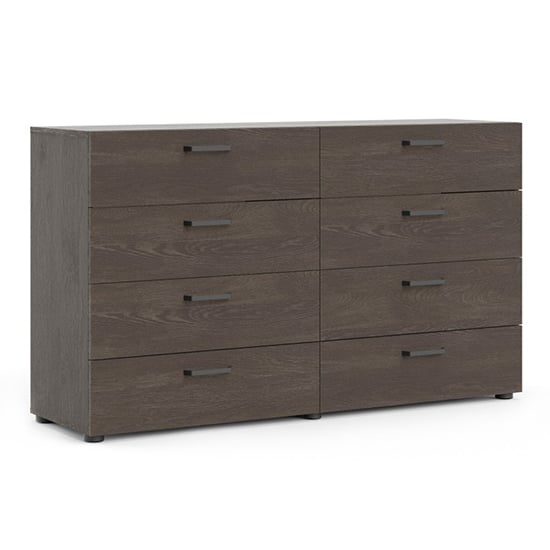 Photo of Denton wooden chest 8 drawers in rovere gessato dark oak
