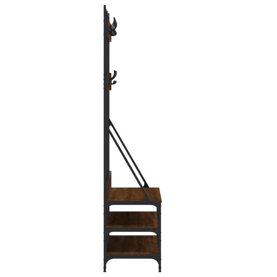 Fremont Wooden Coat Stand With 2 Shelves In Brown Oak