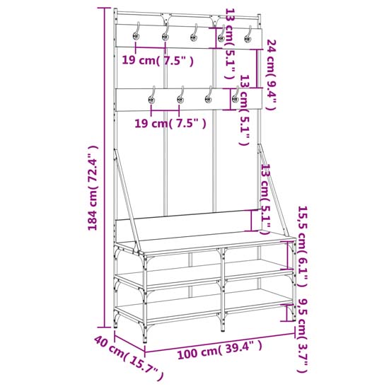 Fremont Wooden Coat Stand With 2 Shelves In Brown Oak