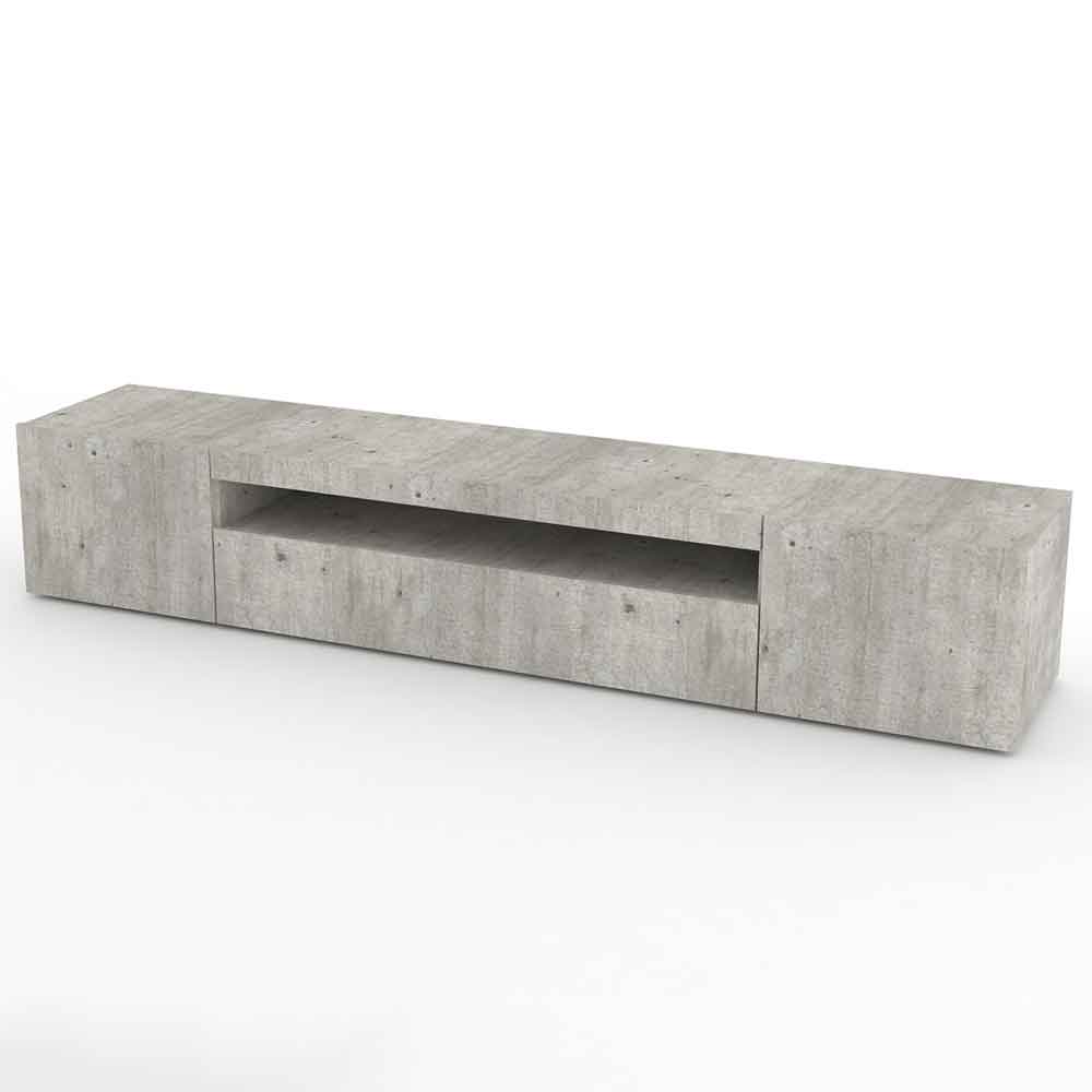 Denton Wooden TV Stand With 1 Door And LED Light In Concrete