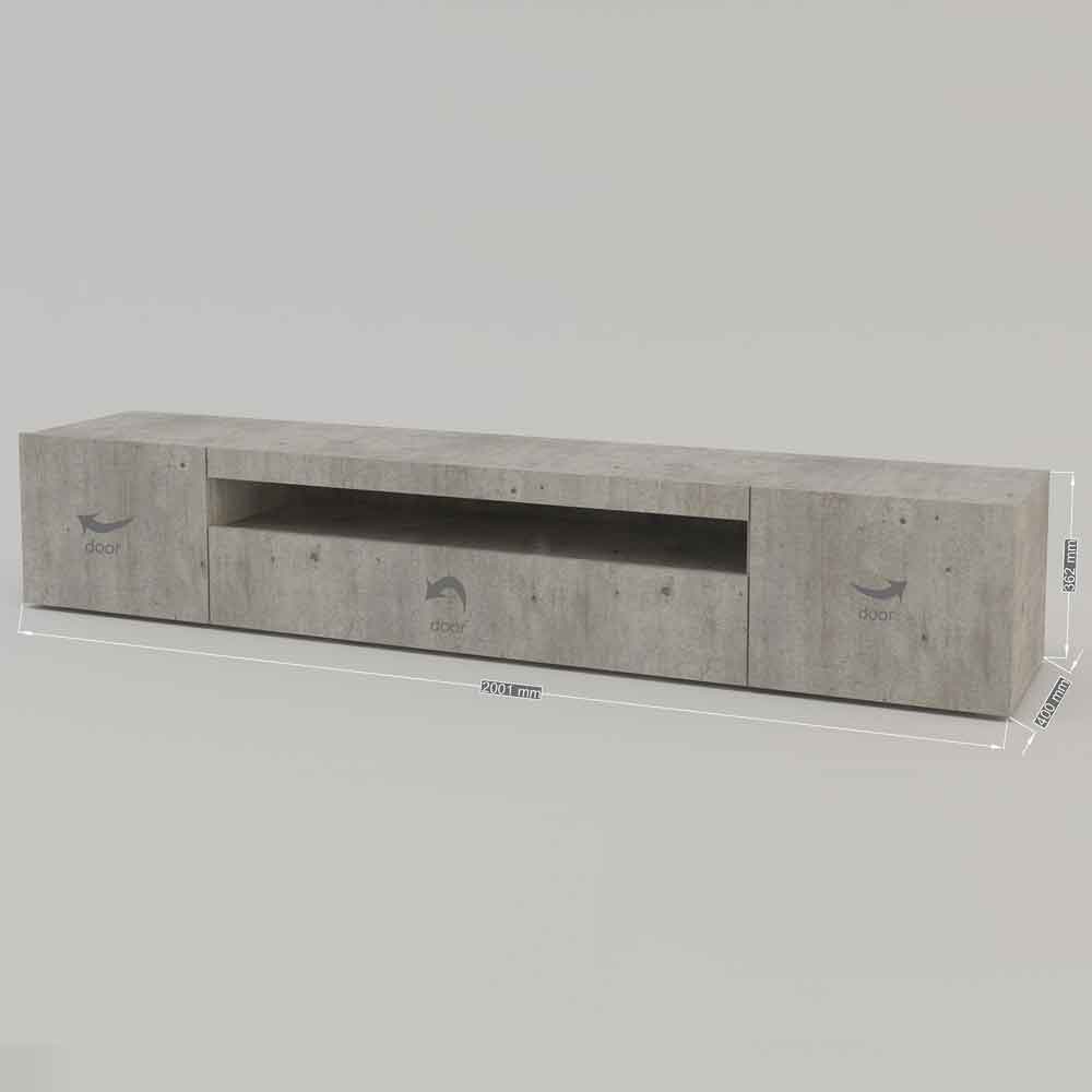 Denton Wooden TV Stand With 1 Door And LED Light In Concrete