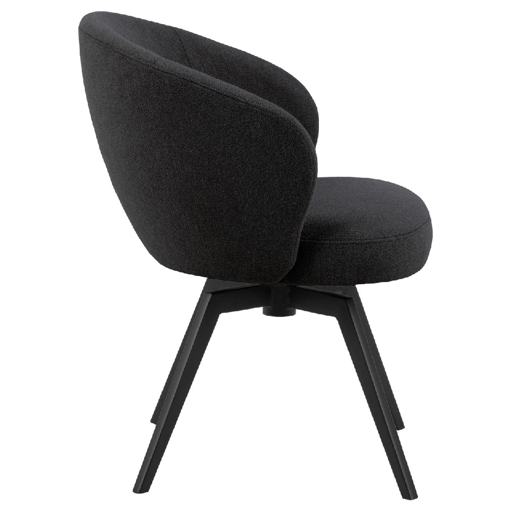 Denver Anthracite Fabric Dining Chairs With Black Legs In Pair
