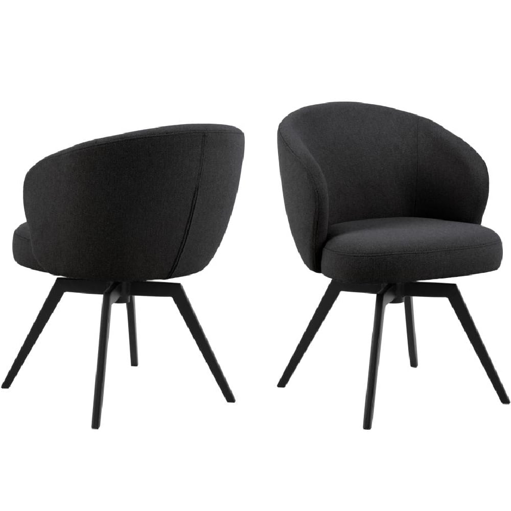 Product photograph of Denver Anthracite Fabric Dining Chairs With Black Legs In Pair from Furniture in Fashion