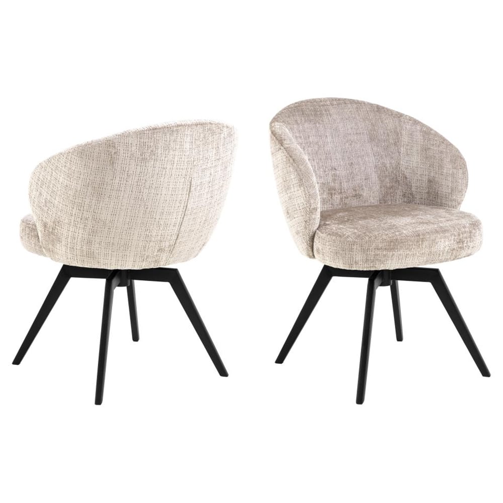 Product photograph of Denver Beige Fabric Dining Chairs With Black Legs In Pair from Furniture in Fashion