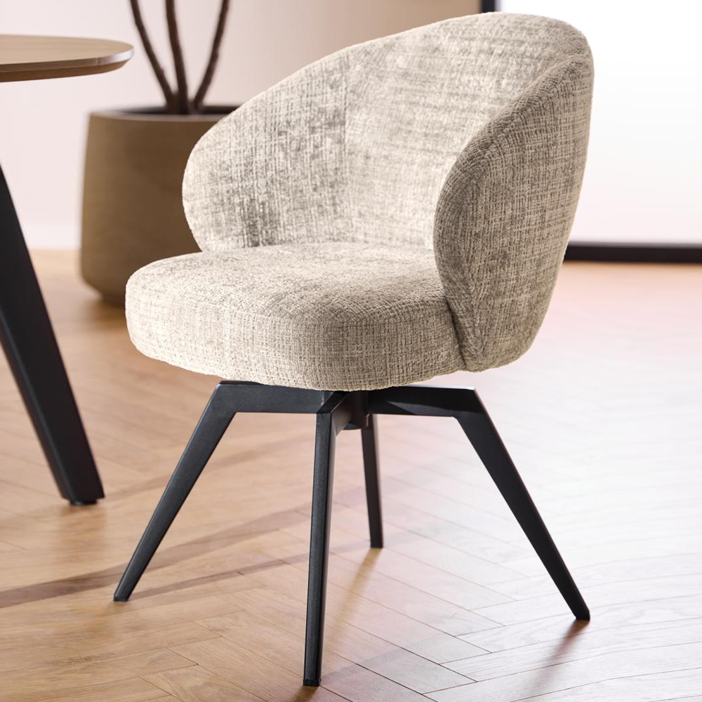 Denver Beige Fabric Dining Chairs In Pair
