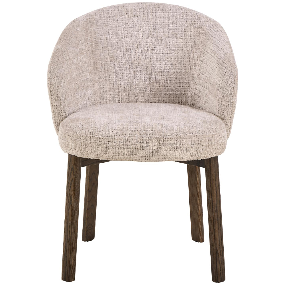Denver Beige Fabric Dining Chairs With Smoked Oak Legs In Pair