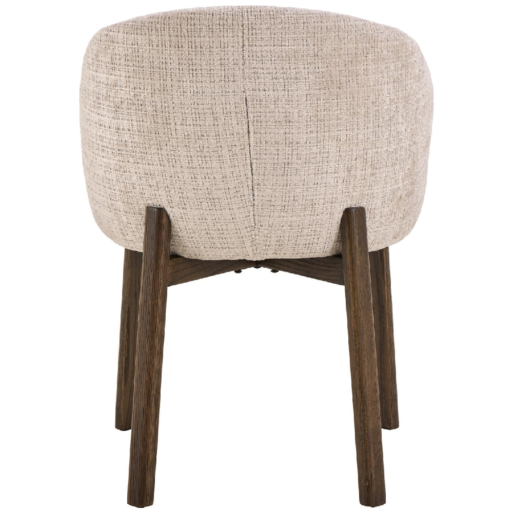 Denver Beige Fabric Dining Chairs With Smoked Oak Legs In Pair