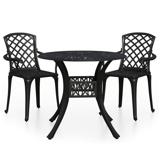 Denver Cast Aluminium 3 Piece Bistro Set In Black