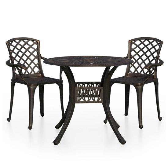 Denver Cast Aluminium 3 Piece Bistro Set In Bronze