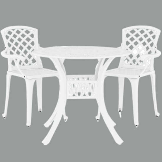 Denver Cast Aluminium 3 Piece Bistro Set In White
