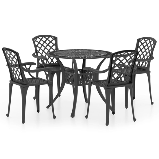 Denver Cast Aluminium 5 Piece Bistro Set In Black