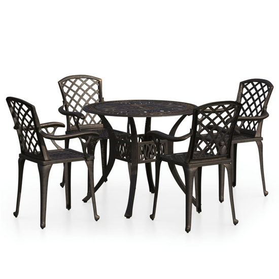 Denver Cast Aluminium 5 Piece Bistro Set In Bronze