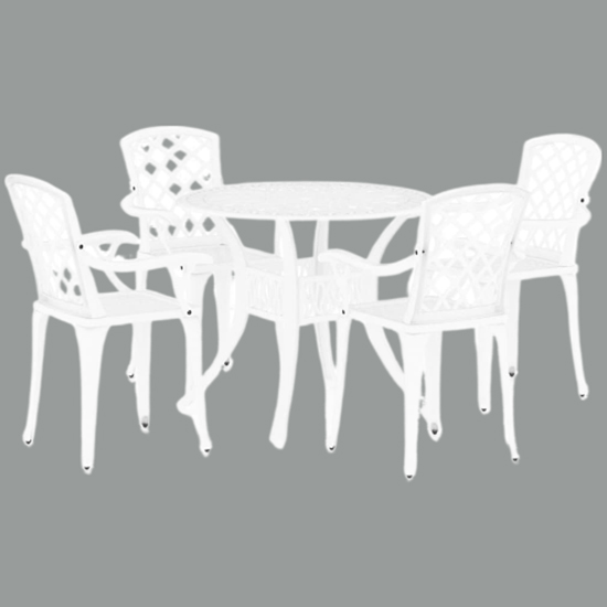 Denver Cast Aluminium 5 Piece Bistro Set In White