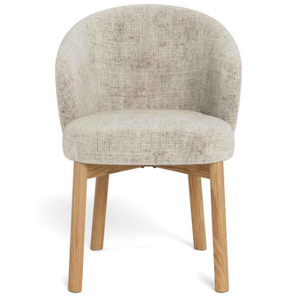 Denver Fabric Dining Chairs With Matt Oak Legs In Pair - Beige