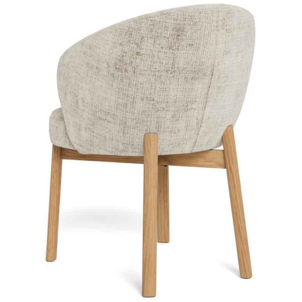Denver Fabric Dining Chairs With Matt Oak Legs In Pair - Beige