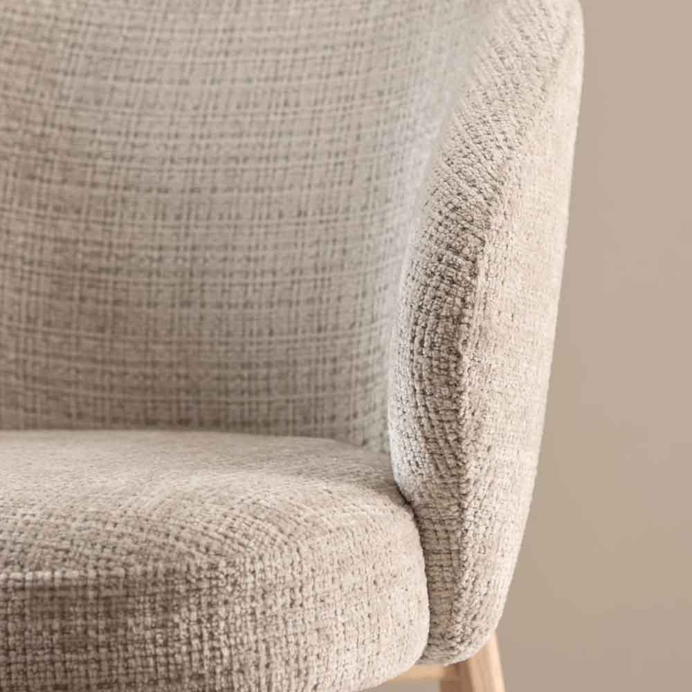 Denver Fabric Dining Chairs With Matt Oak Legs In Pair - Beige