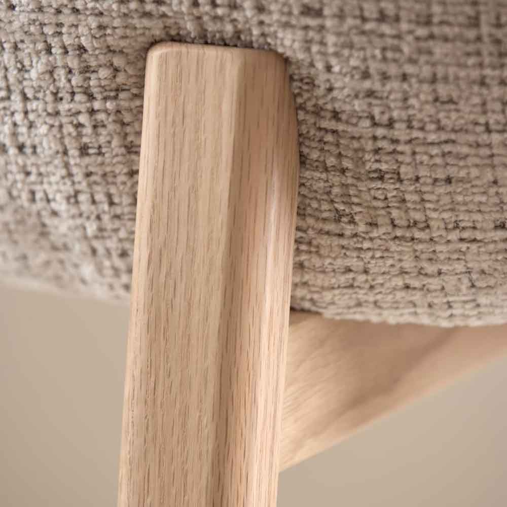 Denver Fabric Dining Chairs With Matt Oak Legs In Pair - Beige
