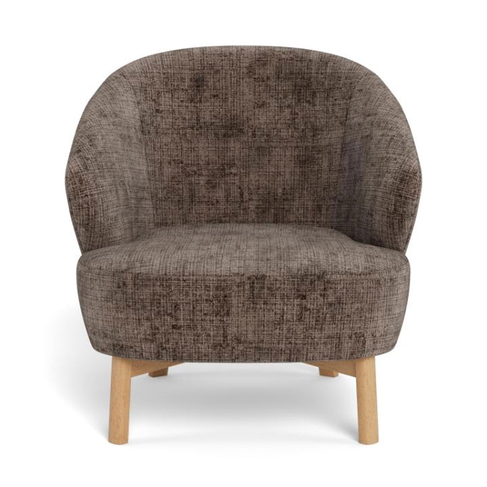 Denver Fabric Lounge Chair with Wooden Legs in Dusty Brown