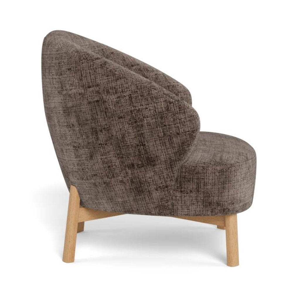 Denver Fabric Lounge Chair with Wooden Legs in Dusty Brown