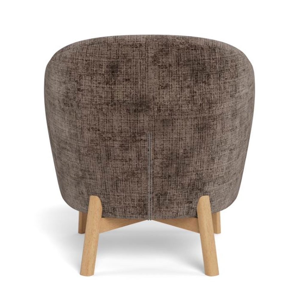 Denver Fabric Lounge Chair with Wooden Legs in Dusty Brown