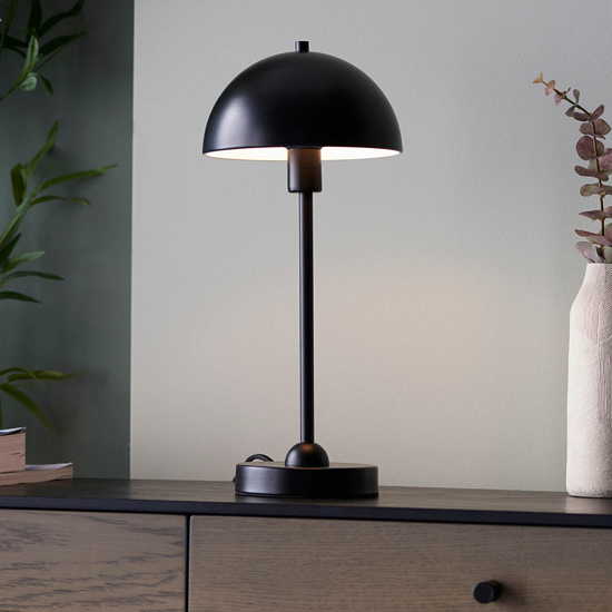 Denver Gloss White Inner Shade Table Lamp In Matt Black thumbnail