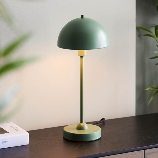 Denver Gloss White Inner Shade Table Lamp In Matt Myrtle Green thumbnail