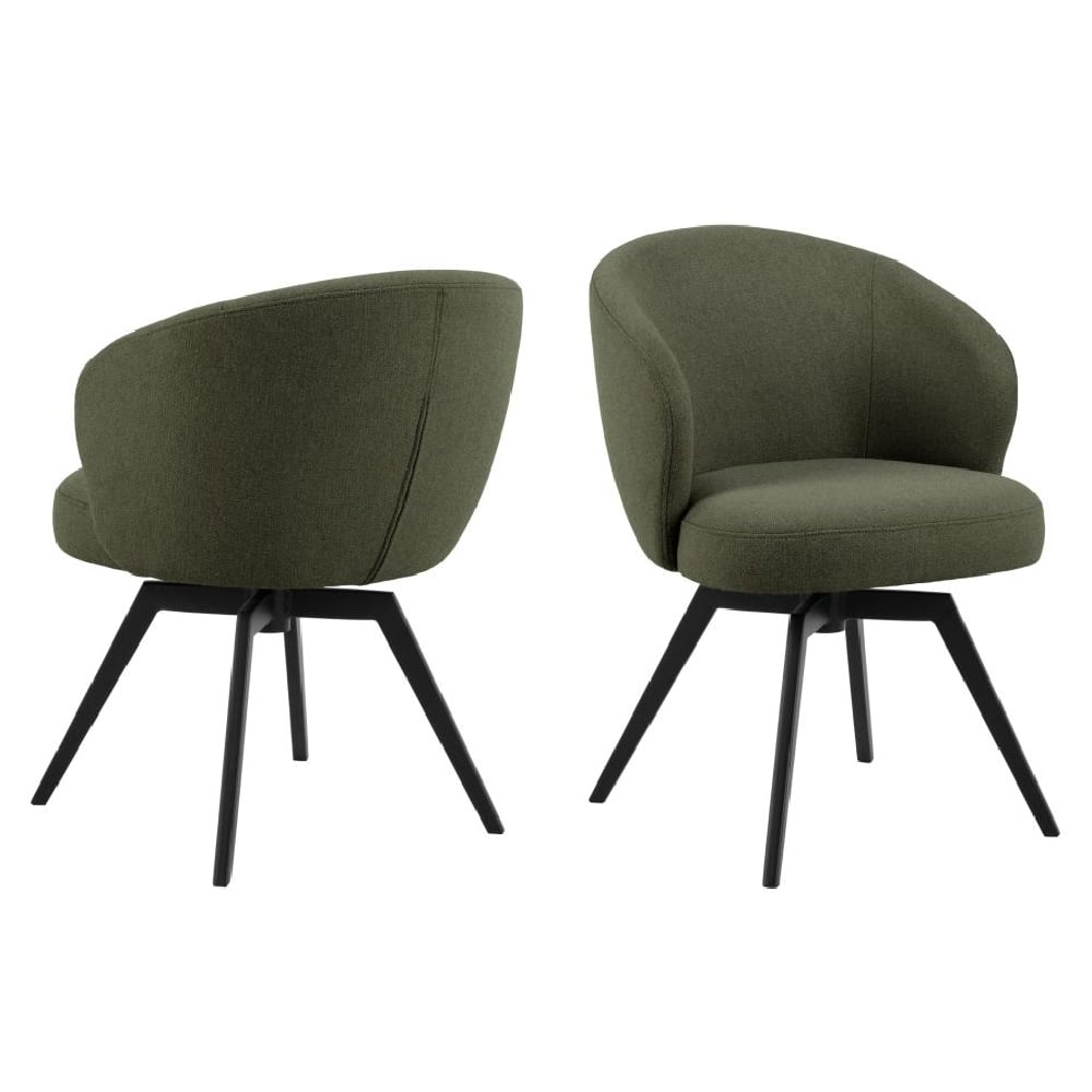 Product photograph of Denver Green Fabric Dining Chairs With Black Legs In Pair from Furniture in Fashion