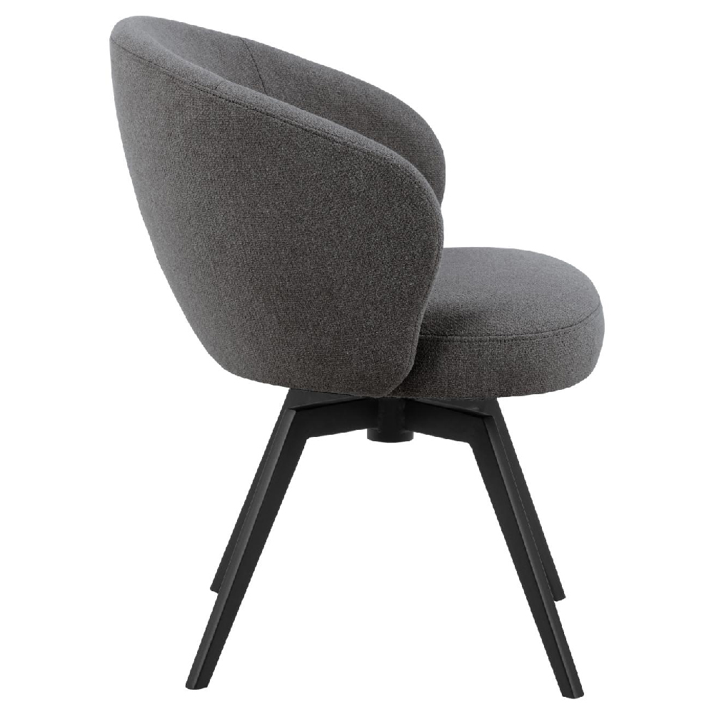 Denver Grey Fabric Dining Chairs With Black Legs In Pair