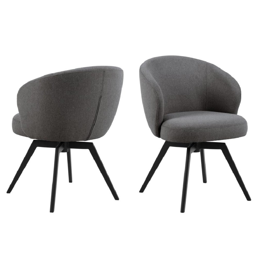 Product photograph of Denver Grey Fabric Dining Chairs With Black Legs In Pair from Furniture in Fashion