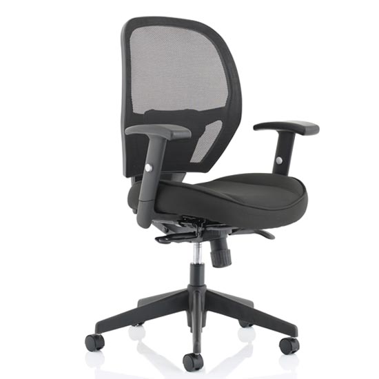 Photo of Denver leather mesh office chair in black with arms