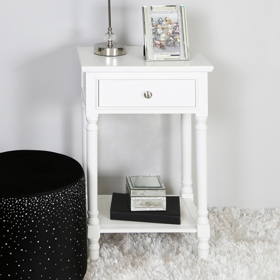 Product photograph of Denver Pine Wood Bedside Cabinet With 1 Drawer In White from Furniture in Fashion