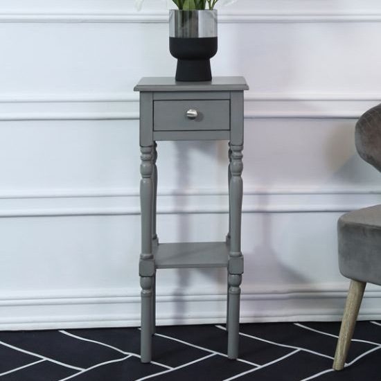 Denver Pine Wood End Table With 1 Drawer In Grey Furniture in Fashion