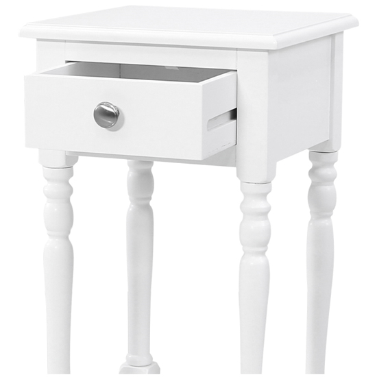 Denver Pine Wood End Table With 1 Drawer In White Furniture in Fashion