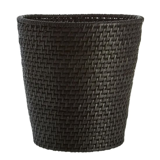 Product photograph of Denver Rattan Waste Basket In Black from Furniture in Fashion
