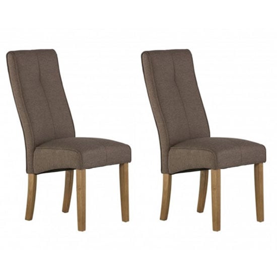 Denwar Taupe Fabric Dining Chair In A Pair
