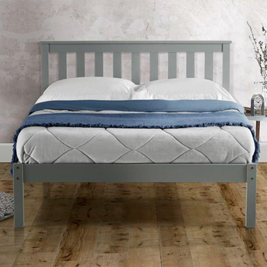 Denver Wooden Low End Small Double Bed In Grey Furniture in Fashion