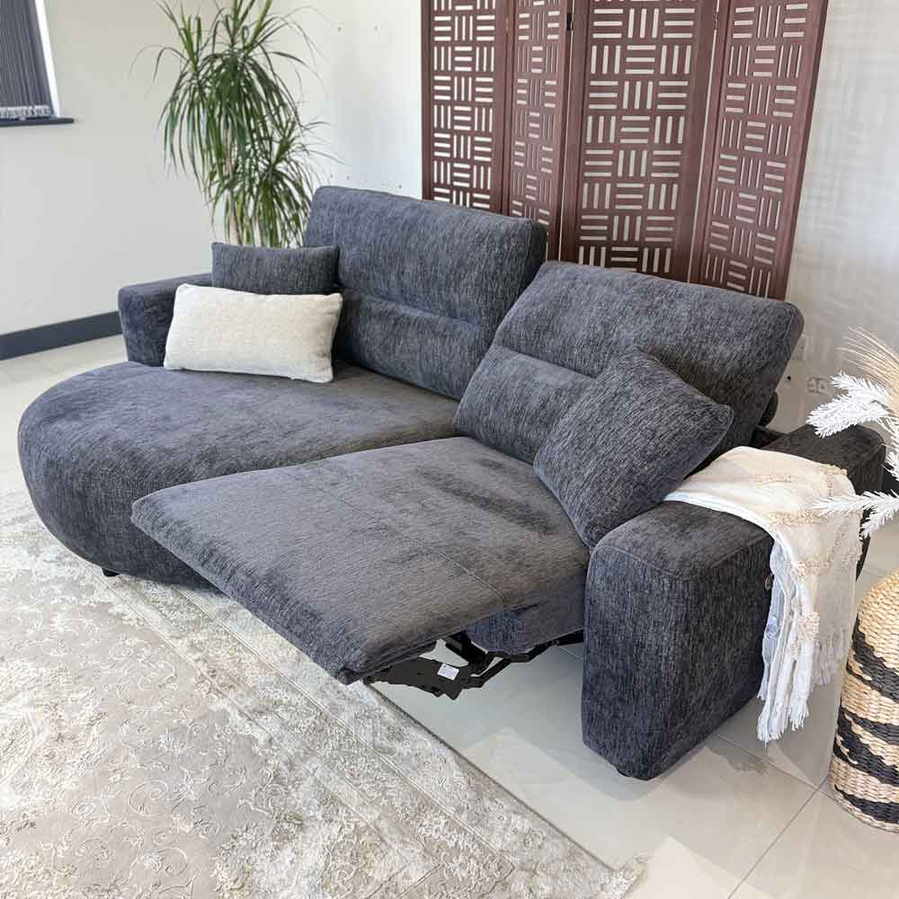 Denvia Fabric Electric Recliner Left Hand Corner Sofa in Black