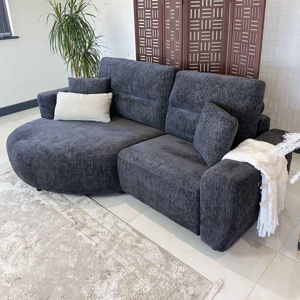 Denvia Fabric Electric Recliner Left Hand Corner Sofa in Black