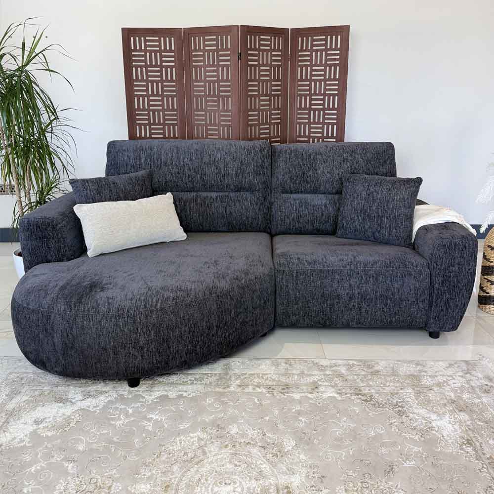 Denvia Fabric Electric Recliner Left Hand Corner Sofa in Black