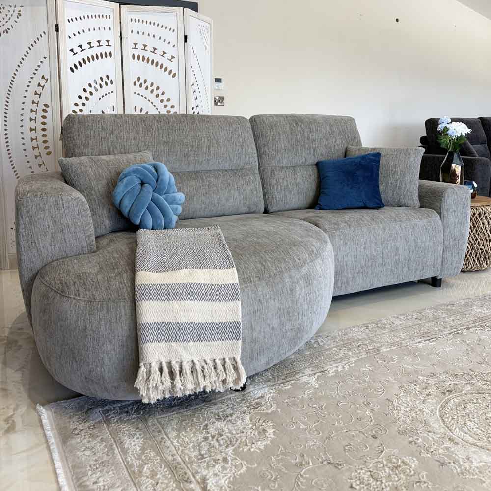 Denvia Fabric Electric Recliner Left Hand Corner Sofa in Grey