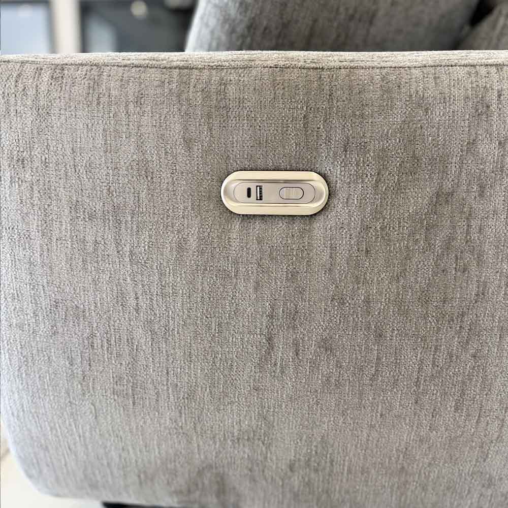 Denvia Fabric Electric Recliner Left Hand Corner Sofa in Grey