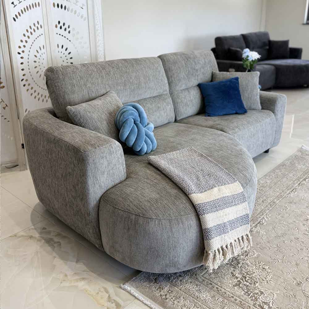 Denvia Fabric Electric Recliner Left Hand Corner Sofa in Grey