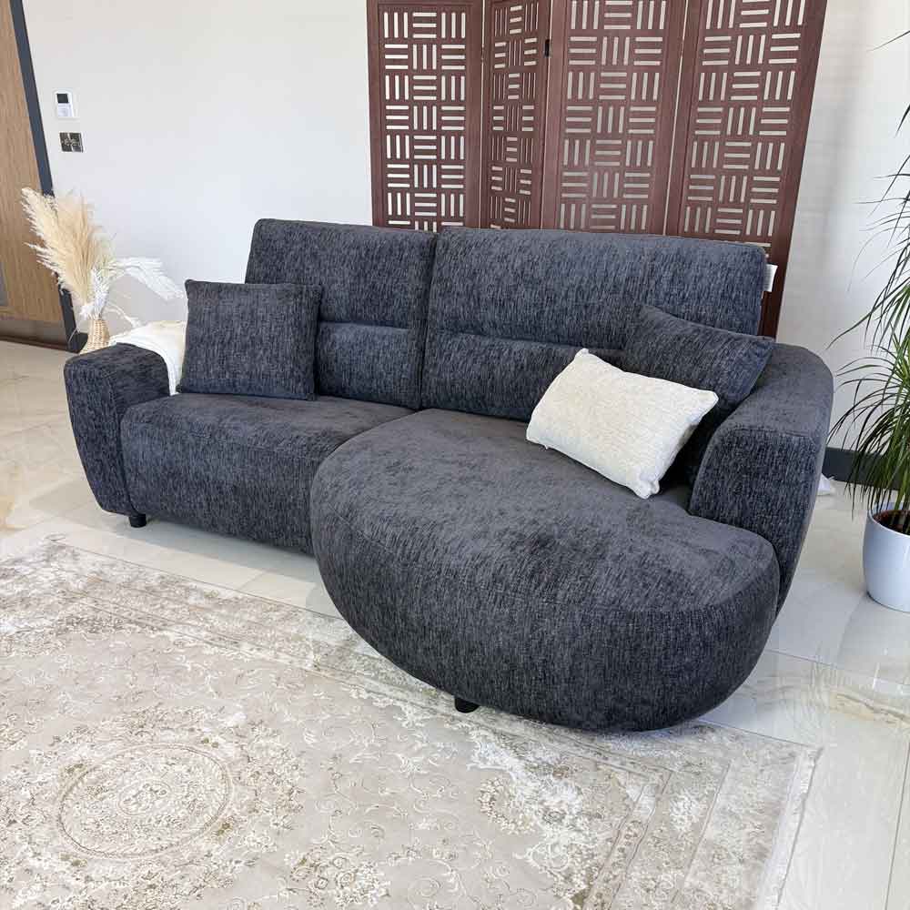 Denvia Fabric Electric Recliner Right Hand Corner Sofa in Black