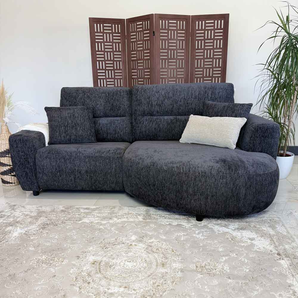 Denvia Fabric Electric Recliner Right Hand Corner Sofa in Black