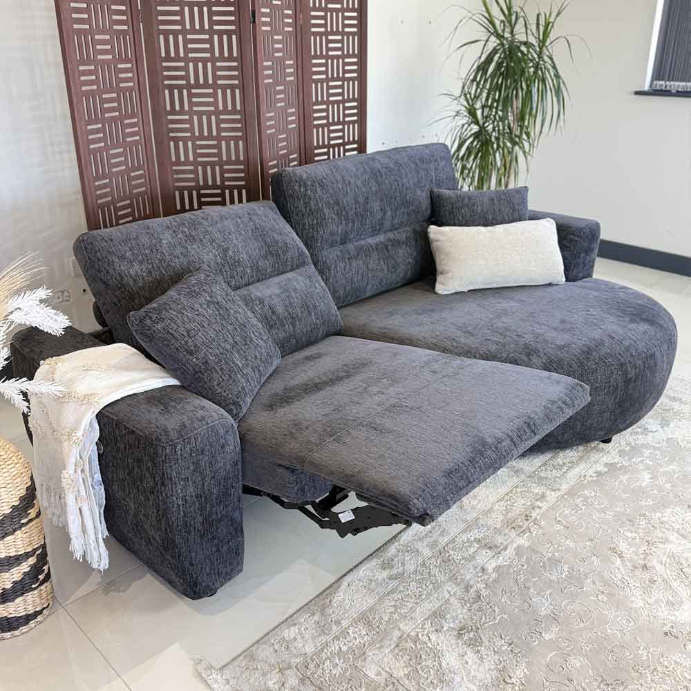 Denvia Fabric Electric Recliner Right Hand Corner Sofa in Black